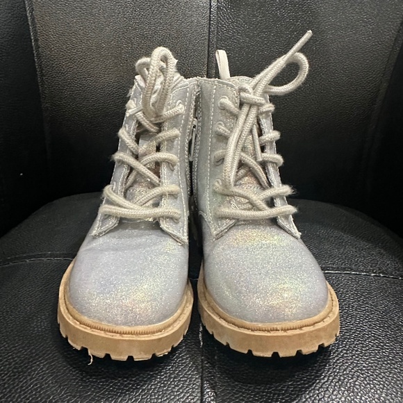 Shiny Faux-Leather Side-Zip Combat Boots for Toddler Girls - Picture 1 of 4